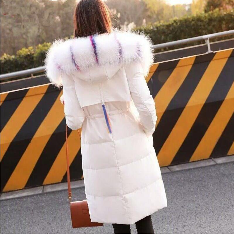 High-end Luxury Down Cotton-padded Clothes Women's Medium and Long New Cotton-padded Clothes Waist Slim-fitting Color Coats