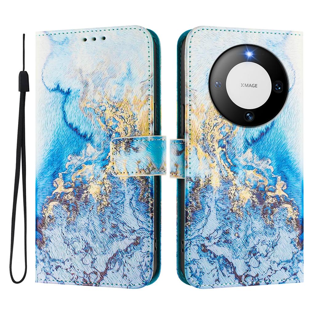 Роскошный кожаный чехол-кошелек цвета морского мрамора в стиле книги из искусственной кожи для Huawei P20 P30 P40 P50, Pura 70, Mate 60, Mate 70, Honor 50...