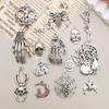 Gothic Retro Halloween Skull & Spider Alloy Pendant Necklace