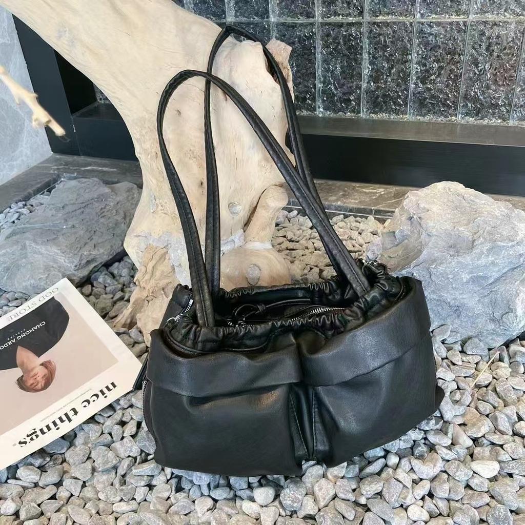 Женская сумка-тоут из натуральной кожи, рюкзак, плиссированные женские сумки, квадратные, на плечо, большая вместимость, много карманов, тренд