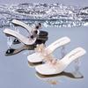 Slippers Female Slides Casual Strange High Heels Women Shoes Mules Solid Crystal Drill Summer Slippers Plus Size