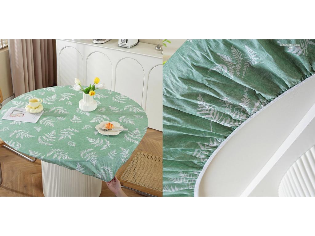 Круглая скатерть ПВХ скандинавского принта - Водонепроницаемая, Маслостойкая с эластичной фланелевой подкладкой