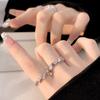 2pcs Adjustable Finger Rings Crystal Jewelry Accessories Korean Opening Ring  Women