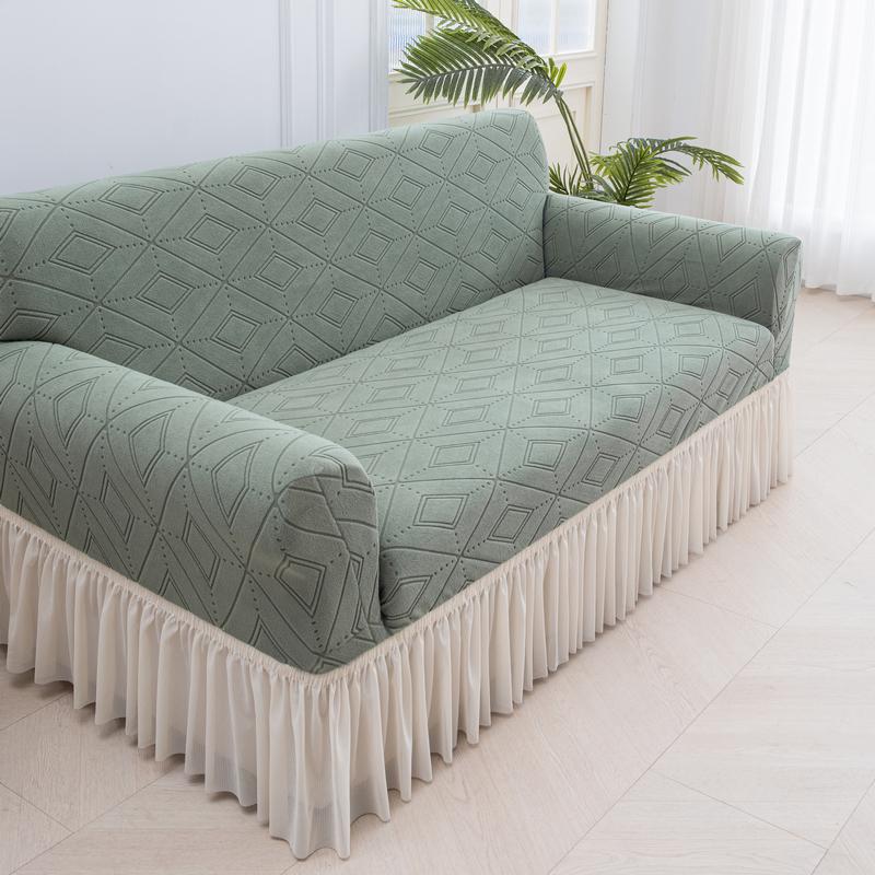 Чехол на диван 1/2/3/4-местный с юбкой, жаккардовый эластичный чехол на диван «все включено» для гостиной