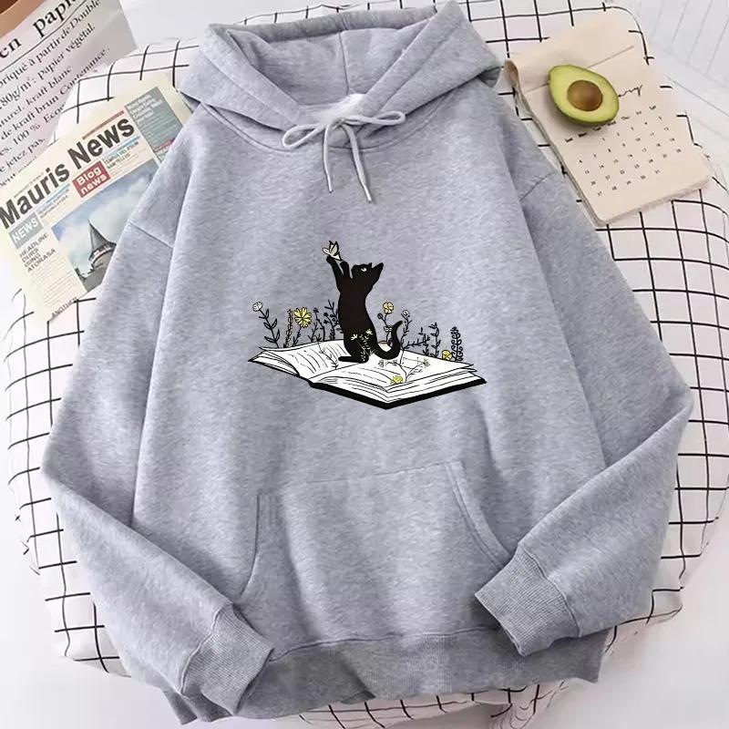 Fashion Women Cat Print Hoodies Spring Autumn Winter Casual Hoodie Streetwear Women Animal Hoodie High Quality Trendy Loose Top