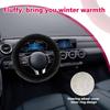 Fur Wool Sheepskin Car Steering Wheel Cover, 15 Inch Fluffy Anti-Slip Auto Steering Wheel Protector For Warm Winter, Universal Fuzzy Plush Vehicle