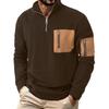 Autumn Winter Men's Casual Sweatshirts Sports Stand Collar Half Zipper Pullover Patchwork Loose Hoodie Man