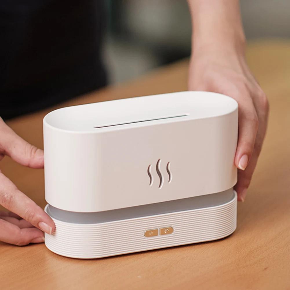 Type-C Aroma Diffuser Air Humidifier Ultrasonic Cool Mist Maker Fogger Led Essential Oil with Flame Lamp Difusor Fragrance Home