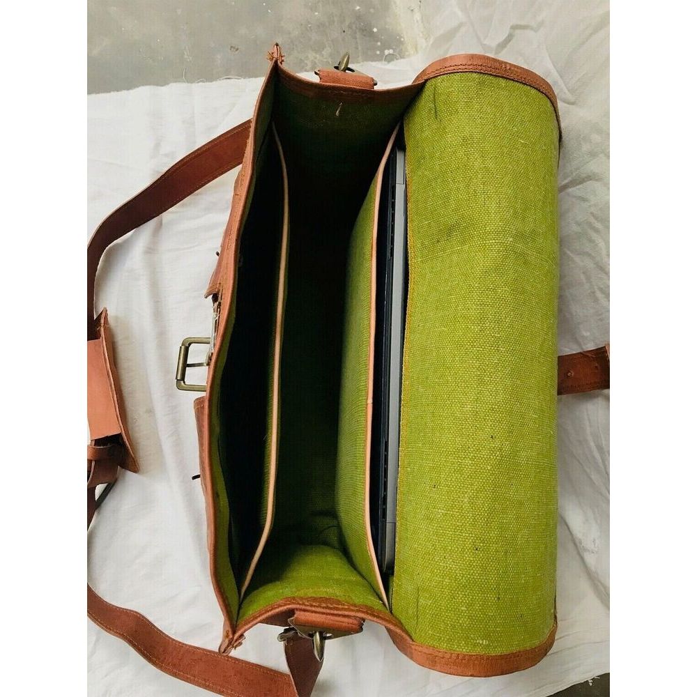 Винтажный портфель через плечо для ноутбука из натуральной кожи коричневого цвета ручной работы