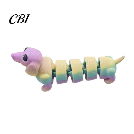 Animal Desktop Decoration 3D Printed Dachshund Figurine, Articulated Dog Fidget Toy, Puppy Collectible Toy Figure with Movable Joints, for Home Office
