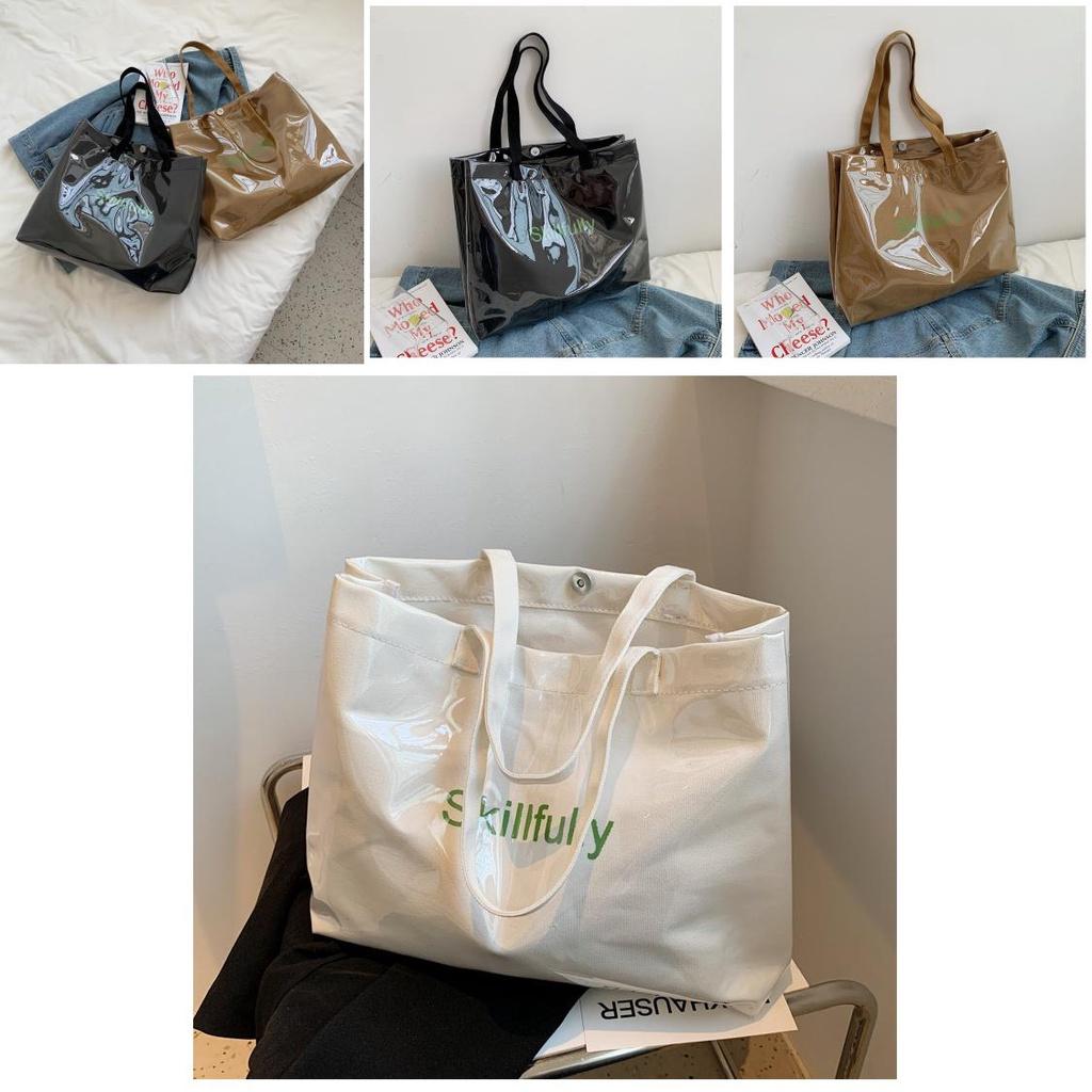 Trendy Transparent Handbag For Women Spacious And Minimalistic Single Shoulder Bag For Summer 2022 White Brown)