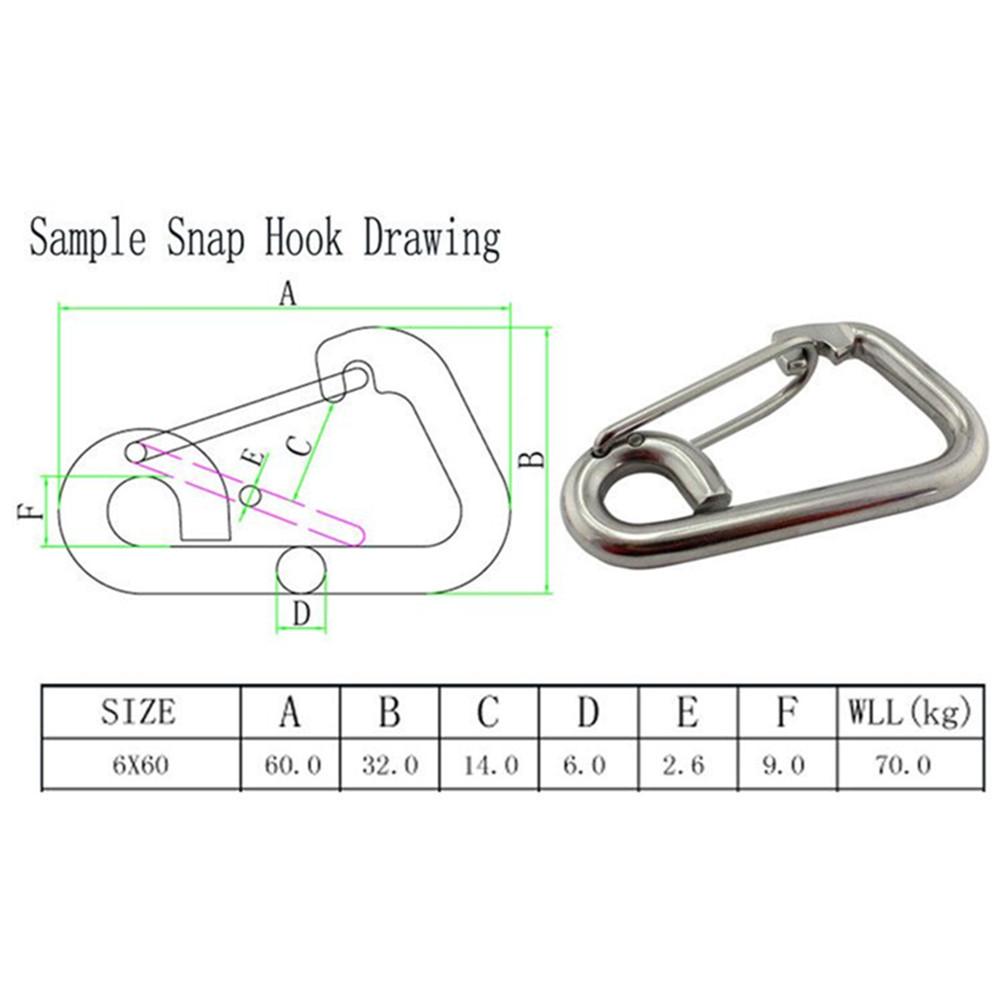 304 Stainless Steel Simple Spring Hooks Safety Hooks Hooks Diving Hooks Accessories Dog Leash Buckle Quick Hanging