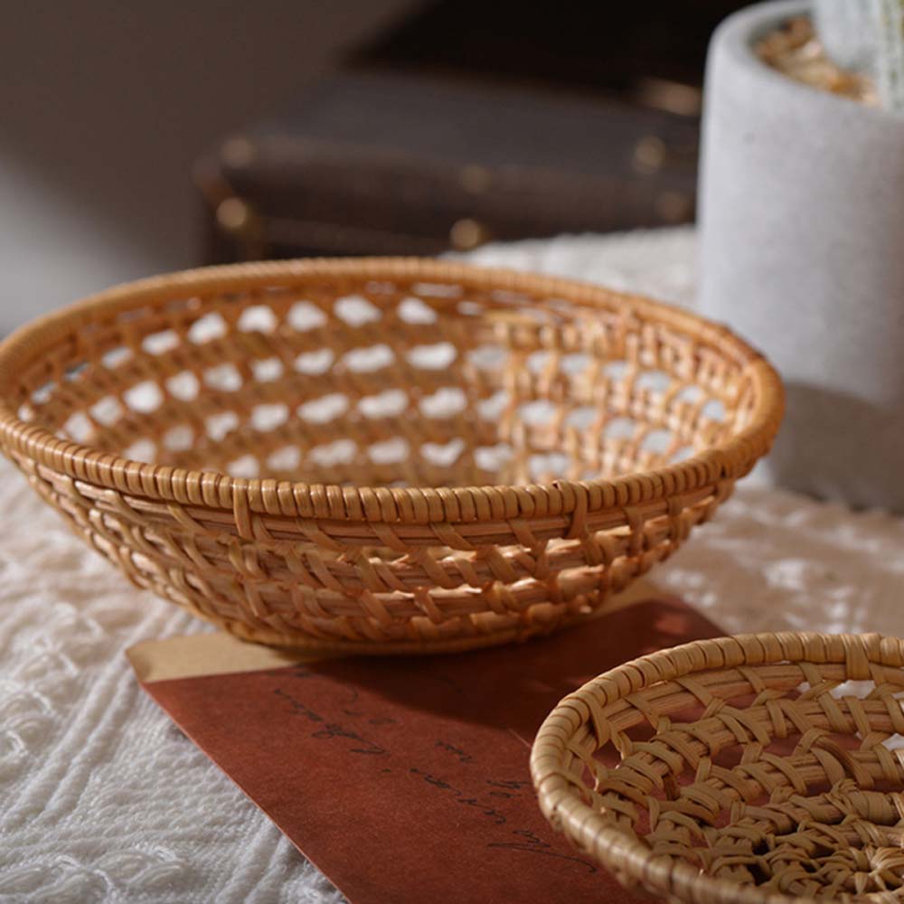 Weaving Bread Hand-Woven Fruit Food Rattan Storage Basket Rattan Tray Storage Tray Wicker Basket