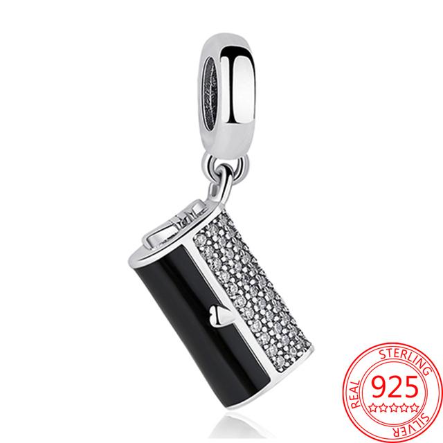 Подлинная сумка для покупок из стерлингового серебра 925 пробы с подвеской в виде шарма, подходит для оригинальных модных браслетов, браслетов, самодельных ювелирных изделий, бусины