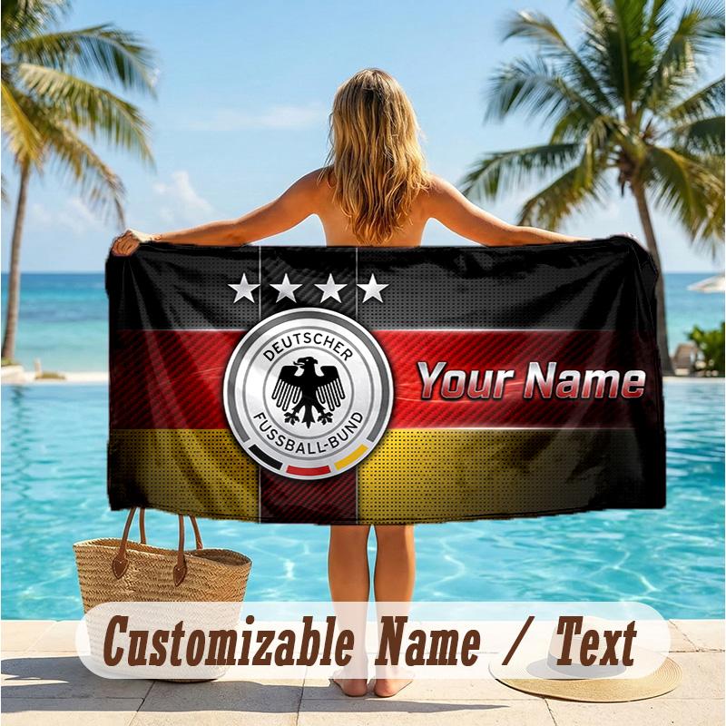 Custom Text Beach Towel, Soft Absorbent Swimming Multi-use TowelGermany national football team