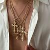 Ethnic Style Cross Pendant Necklace Silver Rhinestone Necklace Personality Men Necklace  Girls