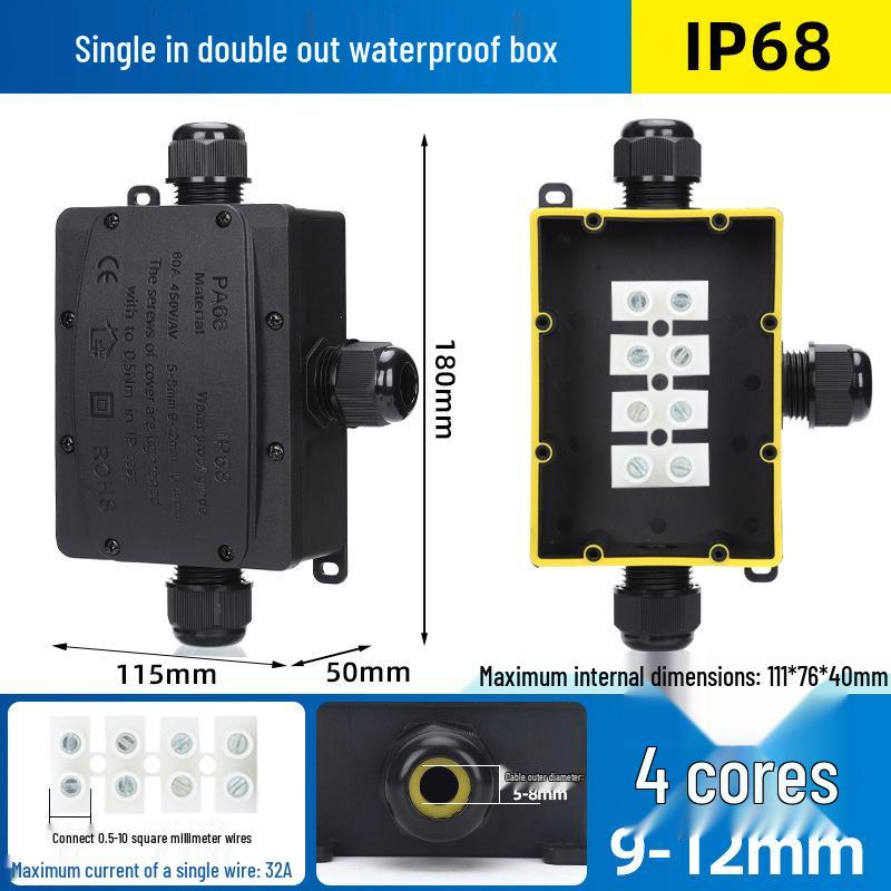 Outdoor IP68 Rainproof Plastic Junction Box with Terminal Block for PC Rooms & Street Lighting