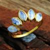 Gold Plated Moonstone Ring 925 Sterling Silver June Birthstone Jewelry