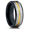 8MM Black Stainless Steel Men's Wedding Steel Rings Black Blue Red Gold Groove Beveled Edge Black Brushed Rings Men Wedding Band