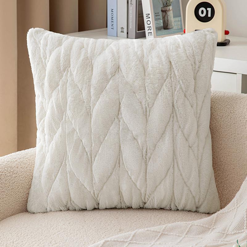 Плетеная подушка-скрутка Простая трехмерная наволочка из искусственного кроличьего бархата Плюшевая вышитая прикроватная наволочка для дивана