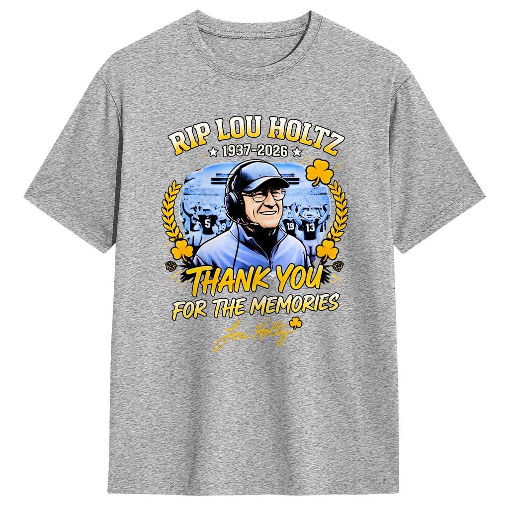 Lou Holtz Thank You For The Memories Cotton T Shirt For Couple Summer Funny T Shirts Leisure Tees Oversize Casual Clothing
