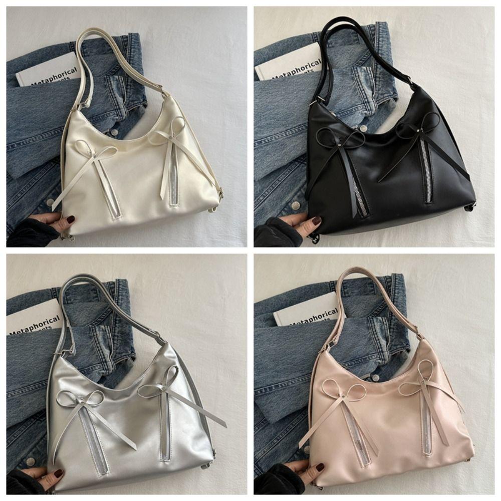 Y2K Bowknot Shoulder Bag PU Leather Bow Crossbody Bag Portable Bow Tote Bag  Daily