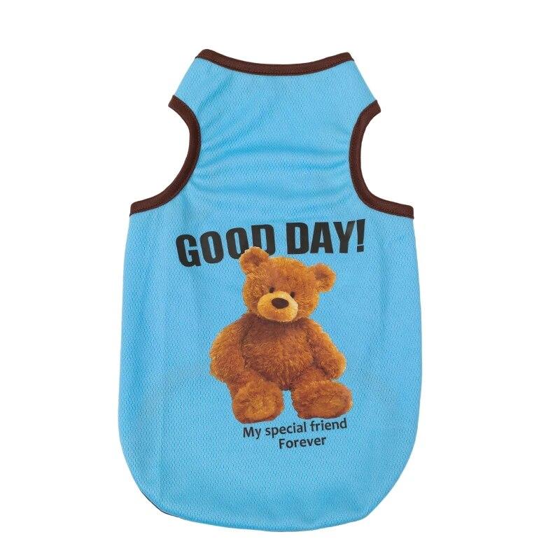 Жилет для домашних животных, одежда для маленьких собак, весна-лето, футболка без рукавов с принтом медведя для щенков и кошек, плюшевые костюмы чихуахуа, товары для домашних животных