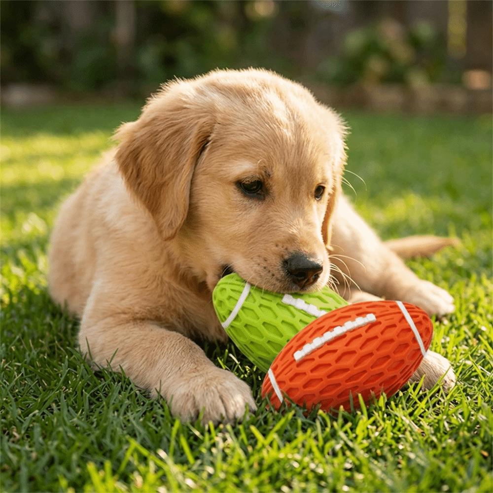 Rubber Squeaky Rugby Ball Oval Rugby Shape Pet Training Toy Dog Chew Toy Dog Training Game
