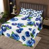 Cartoon Blueberry Bedspread Summer Tropical Fruit Quilted Coverlet Watercolor Botanical Leaves Flower Bedding Set for Teen Adult