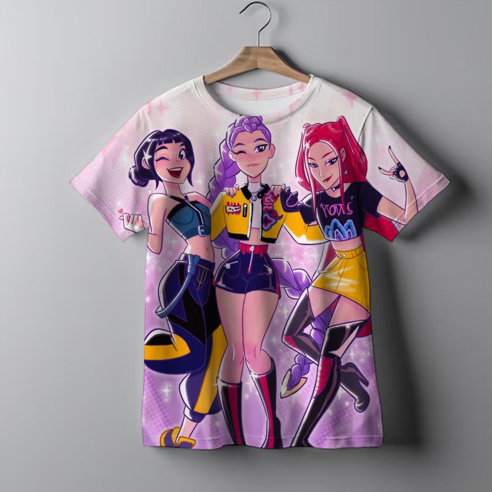Модная повседневная детская футболка KPop Охотники на демонов Крутая футболка для девочек Топ Забавный подарок для фанатов Футболка - Одежда KPop Охотники на демонов