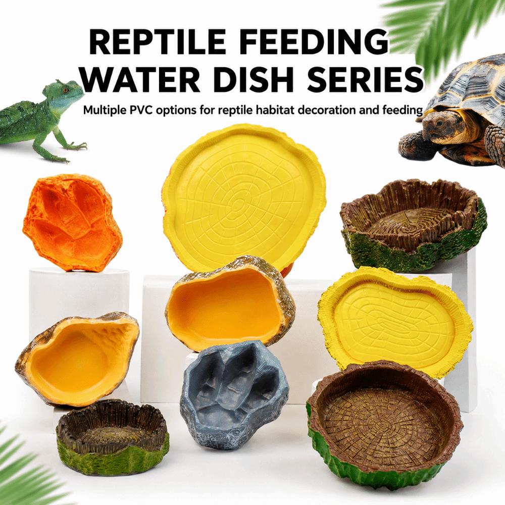 Tree Stump Shape Reptile Feeding Bowl Multicolor Reptile Bathtub for Tortoises