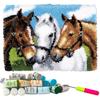 DL-YTG Наборы для ковровой вышивки крючком с защелкой Ковер Три лошади Пряжа для вязания крючком Подушка Цветная Предварительно напечатанная Канва Чехол Ковер Рукоделие Сделай сам Набор с крючком и защелкой Домашнее украшение