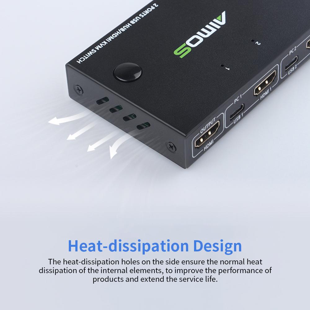 AIMOS AM-KVM201CC 2-портовый HDMI KVM-переключатель с поддержкой 4K*2K@30 Гц HDMI KVM-переключатель Клавиатура Мышь USB