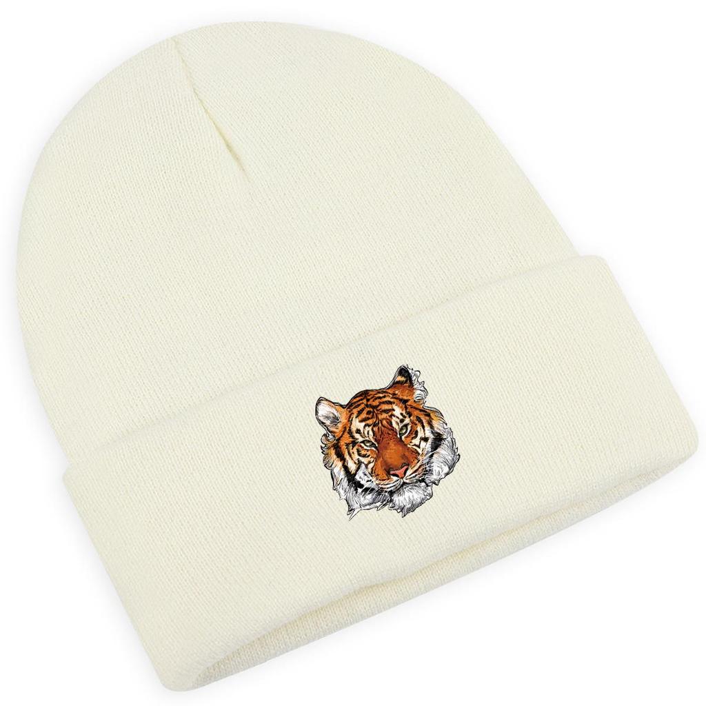 Realistic Tiger Knit Hat, Cozy Windproof Warm Elastic Beanie, Perfect For Cold Weather