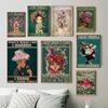 Vintage Art Flower Girl Canvas Painting Fashion Slogan Hair Salon Posters and Prints Wall Art Picture for Living Room Home Decor