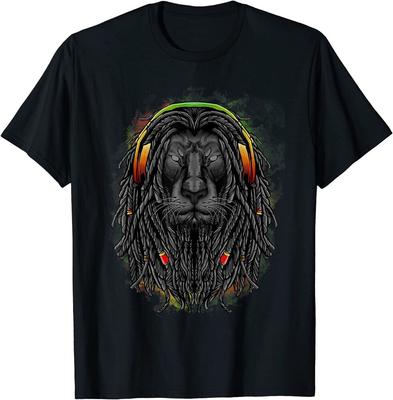 Черная футболка унисекс Rasta Lion With Dreads Show Your Pride