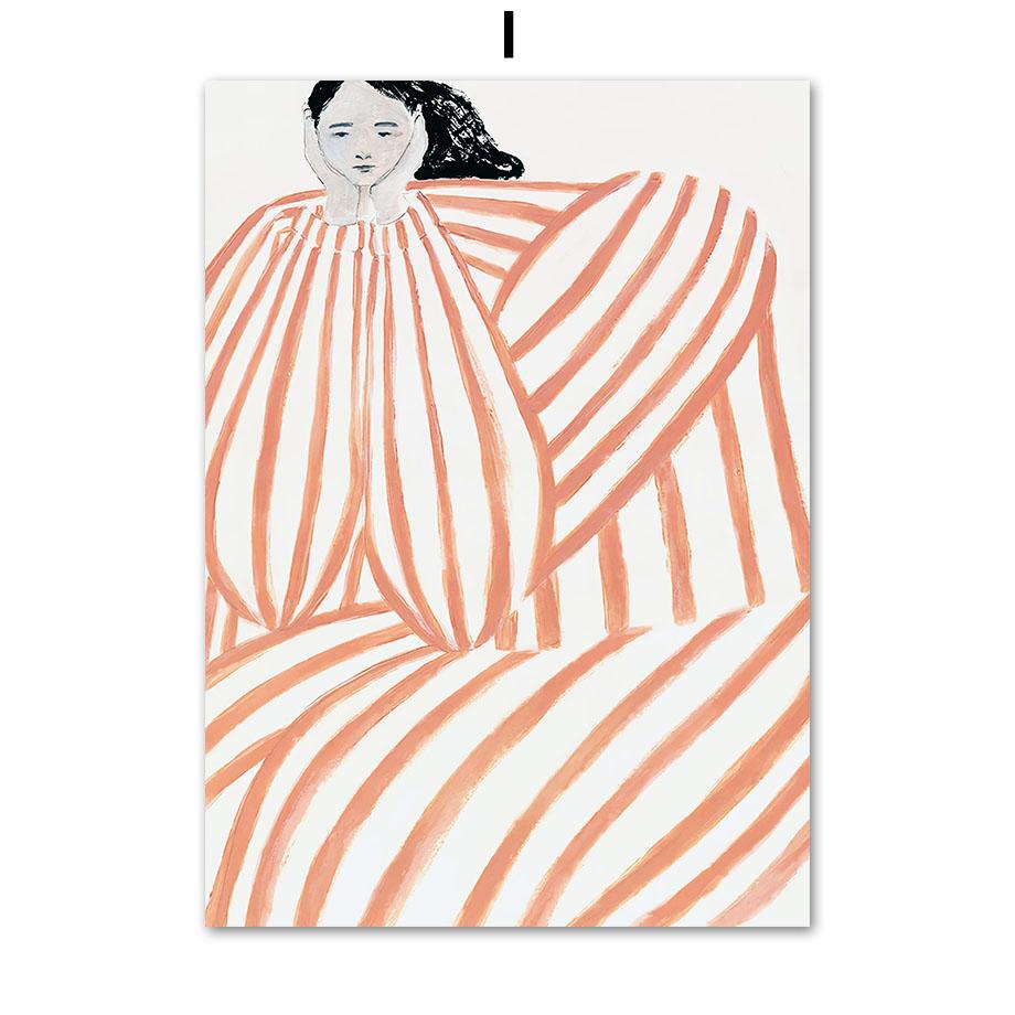 Абстрактная полосатая книга для девочек, синий цветок, геометрические постеры и принты, настенная живопись на холсте для гостиной, декоративные картины