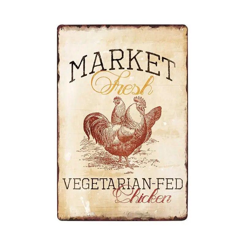 Chicken Plaque Sign Vintage Metal Tin Signs Wall Poster Decals Plate Painting Bar Farm Home Decor Wall Art 30*20 Cm