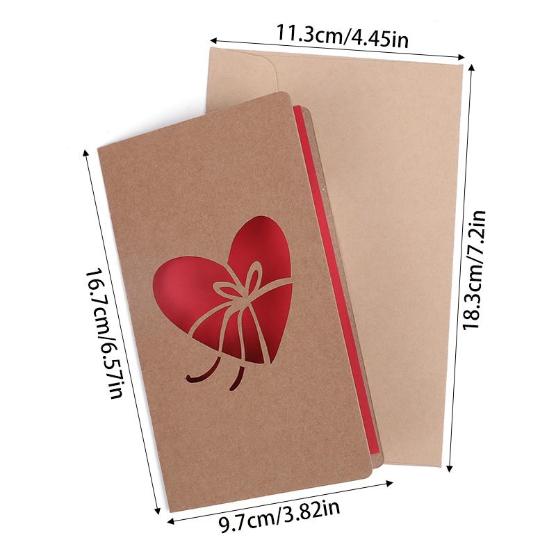 Вырезанные цветы в форме сердца на День святого Валентина Поздравительная открытка на День матери с конвертом Подарочная карта Приглашение на день рождения Принадлежности для свадебных торжеств