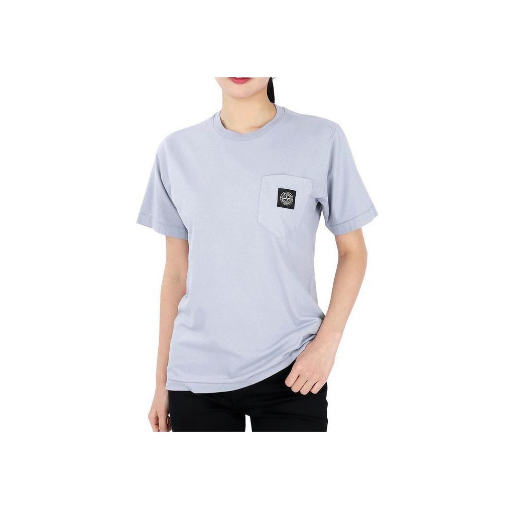 STONE ISLAND Однотонная футболка с круглым вырезом и короткими рукавами для детей, топ, светло-голубой 781620347-V0047