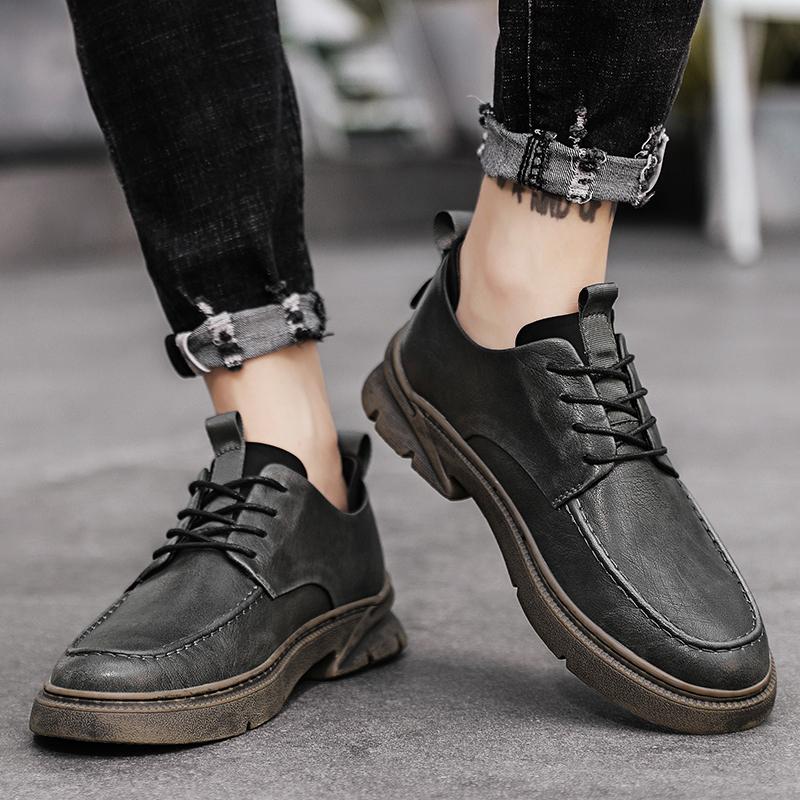 Мужская обувь из натуральной кожи ручной работы в стиле ретро, ​​удобная повседневная кожаная обувь, мокасины, мужская обувь на плоской подошве