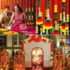 Artificial Marigold Flower Garland Plastic Wreath for Diwali Festival Mexican Day of The Dead Christmas Party Home Decoration