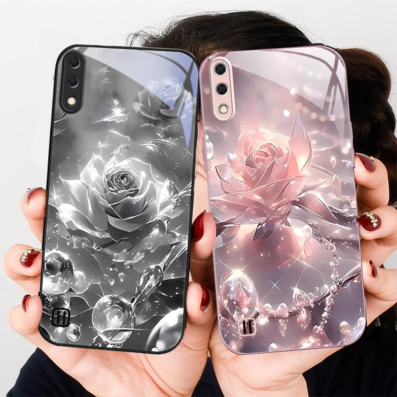 Розы цвета ледяного кристалла Для Samsung A01 02 03 Core 04 05 06 10 12 13 14 5G 15 16 M02 12 Note 8 9 10 20 стекло Ультра чехол для телефона