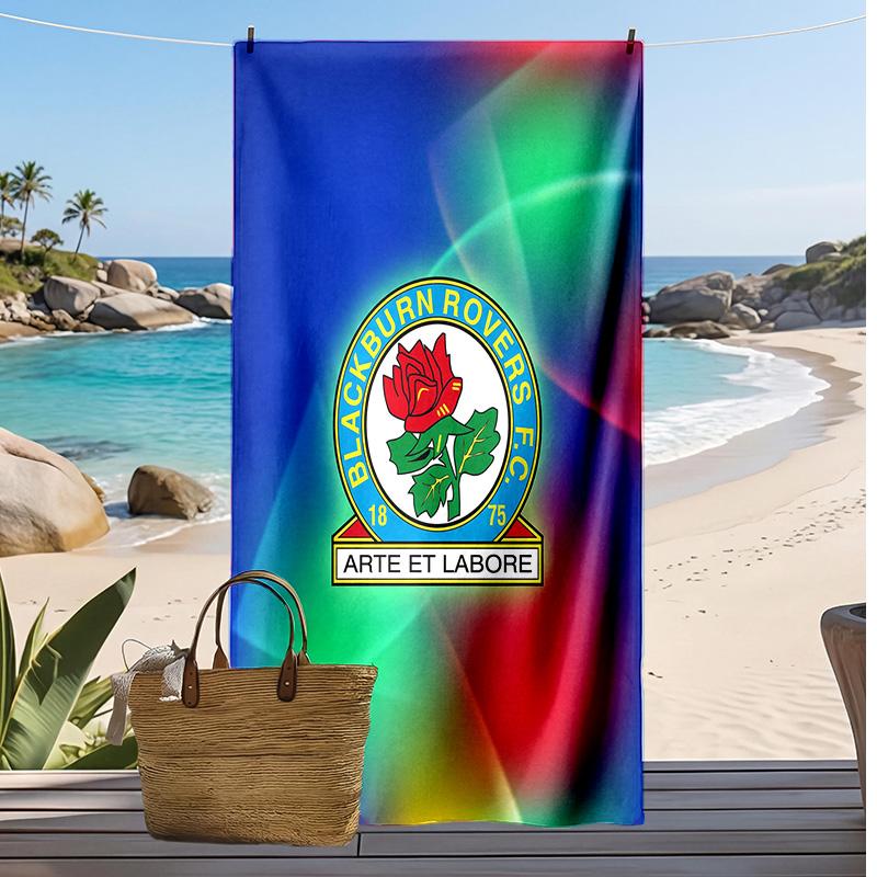 Blackburn Rovers Football Print Beach Towel, Large Soft Quick Dry Towel for Beach Camping Swimming