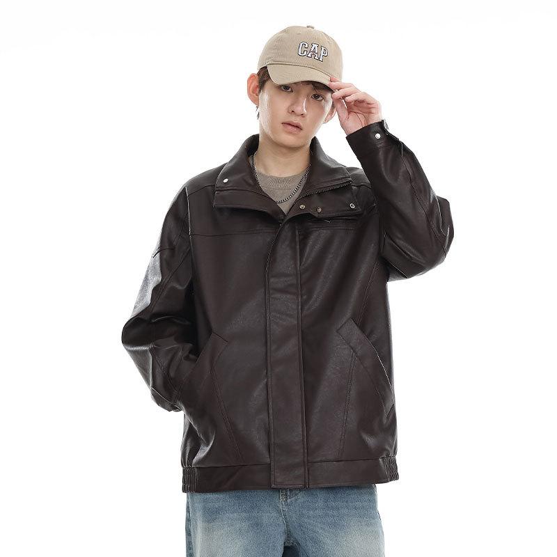 Черная крутая красивая куртка из искусственной кожи мужская свободная одежда модный бренд хулиганская красивая одежда локомотив американская куртка модная