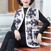 Autumn Winter Women's Flocking Vest Thick Warm Printed Fleece Cardigan Vest Outwear