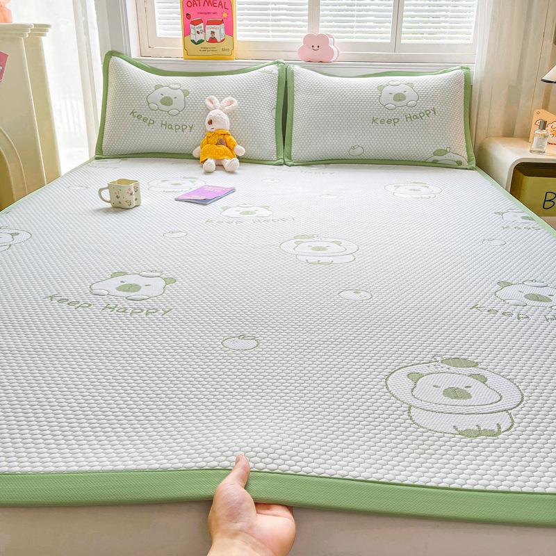 Summer Cooling Mat Set 2 Piece 3 Piece Class A Bed Style Ice Silk Air Conditioner Soft Mat Washable Thin Cushion