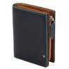 Golbe Men's Italian Leather Wallet with L-Shaped Zipper (Dark Navy)