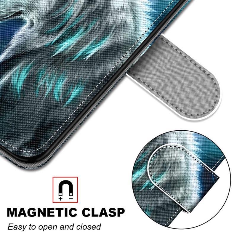 Fashion 3D Painted Pattern Phone Cover Lanyard Flip Leather Case For iPhone Huawei Honor OPPO Realme OnePlus