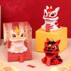 12cm Solar Lion Car Dashboard Ornaments Chinese Style Shake Head Lion Dance Model Wealth Auspicious New Year Holiday Gifts